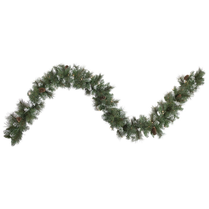 9' x 10" Pre-lit Snow Valley Pine Artificial Christmas Garland  Clear Lights