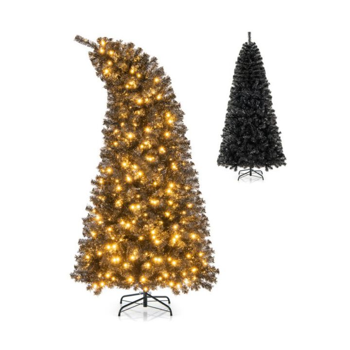 Artificial Christmas Tree with Bendable Top Section and Warm Light