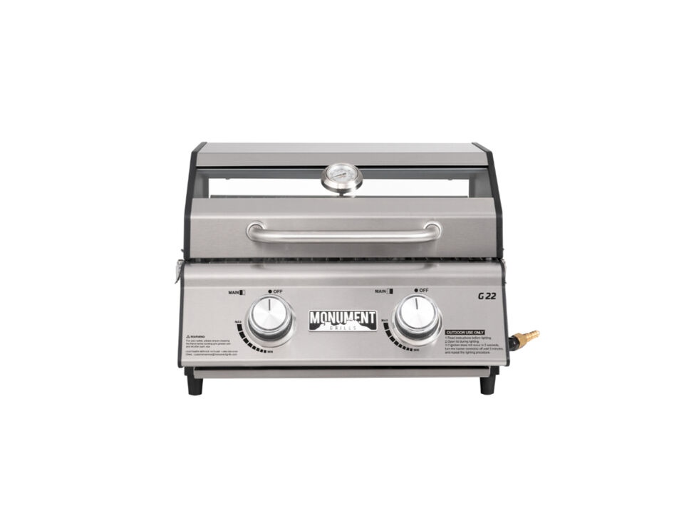 Monument Grills Table Top | 2 Burner Stainless Steel With Clearview Lid
