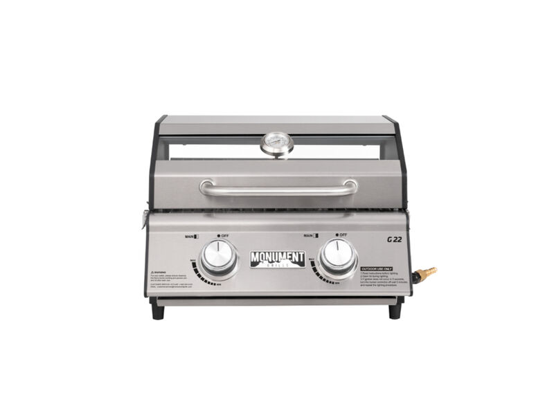 Monument Grills Table Top | 2 Burner Stainless Steel With Clearview Lid