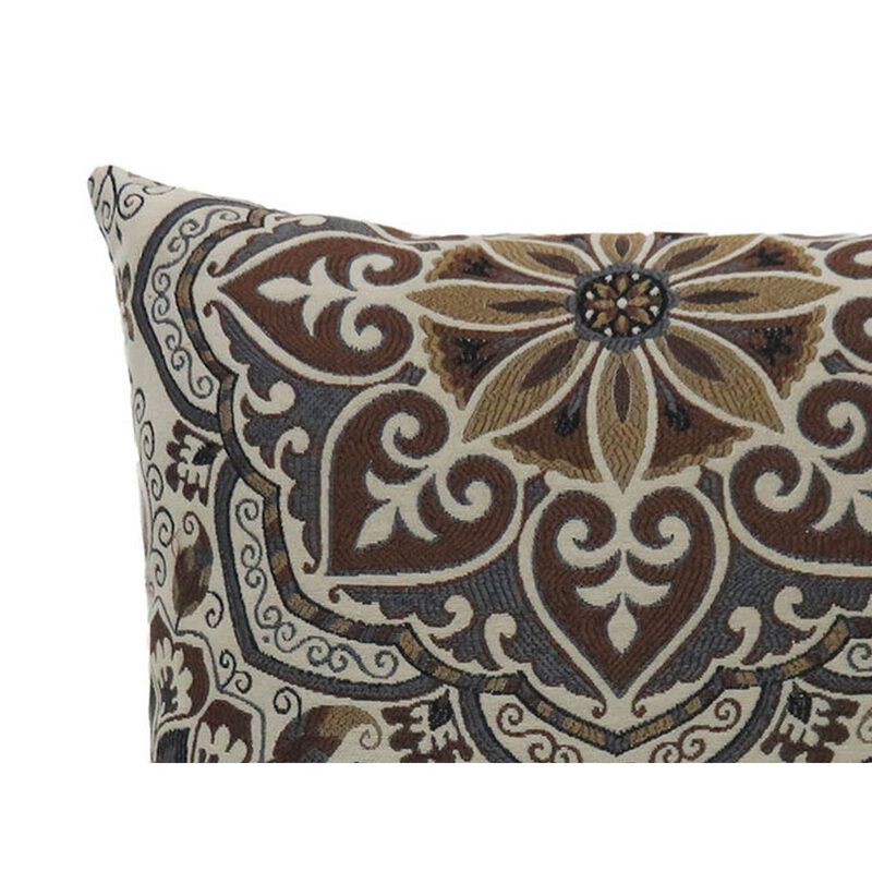 Contemporary Style Medallion Patterned Set of 2 Throw Pillow, Multicolor-Benzara