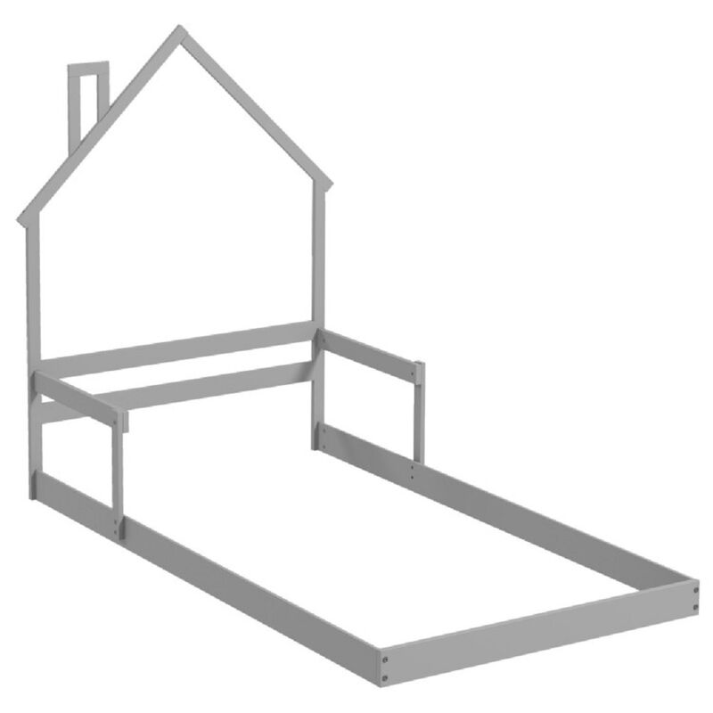 Floor Bed with Chimney and Headboard and Handrail