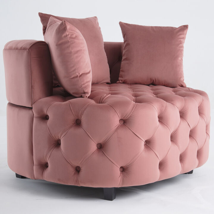 Accent Chair Classical Barrel Chair For Living Room Modern Leisure Sofa Chair (Pink)