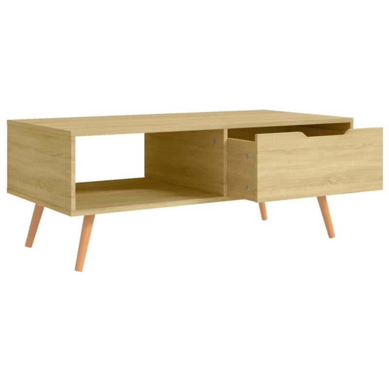 vidalXL Scandinavian Style Rectangular Coffee Table - Durable Engineered Wood and MDF Construction - Sonoma Oak Color