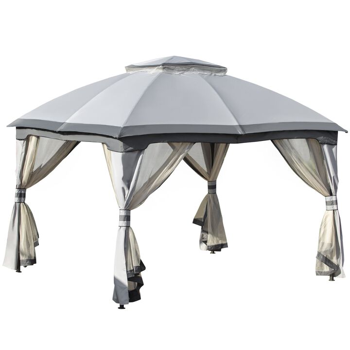 Gray Outdoor Haven: 10x12 Gazebo with Vented Canopy and Sidewalls