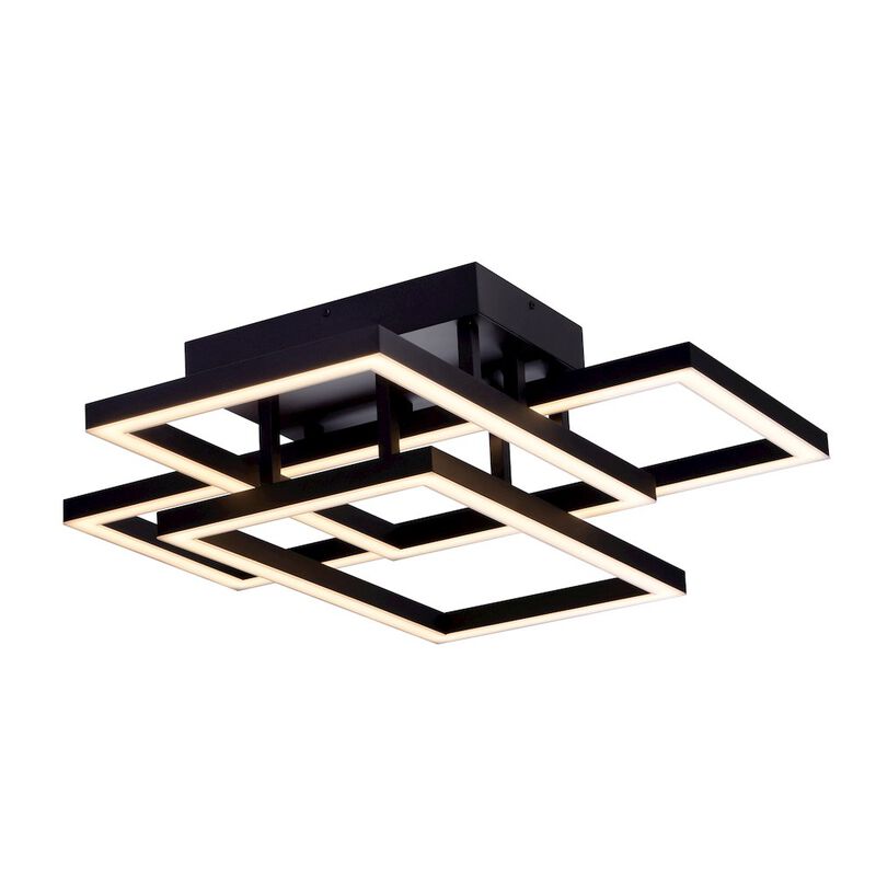 VONN Lighting Integrated LED Ceiling Lighting Rectangular Semi Flush in Black