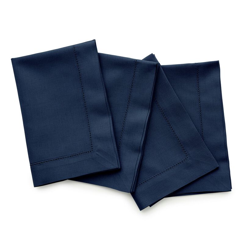 Solino Home Cotton Linen Hemstitch Dinner Napkins 20 x 20 Inch Set of 4