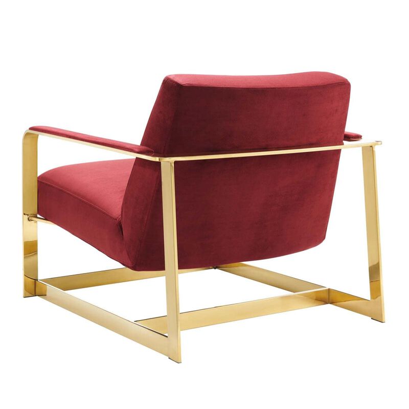 Modway Seg Performance Velvet Accent Chair, Gold Maroon