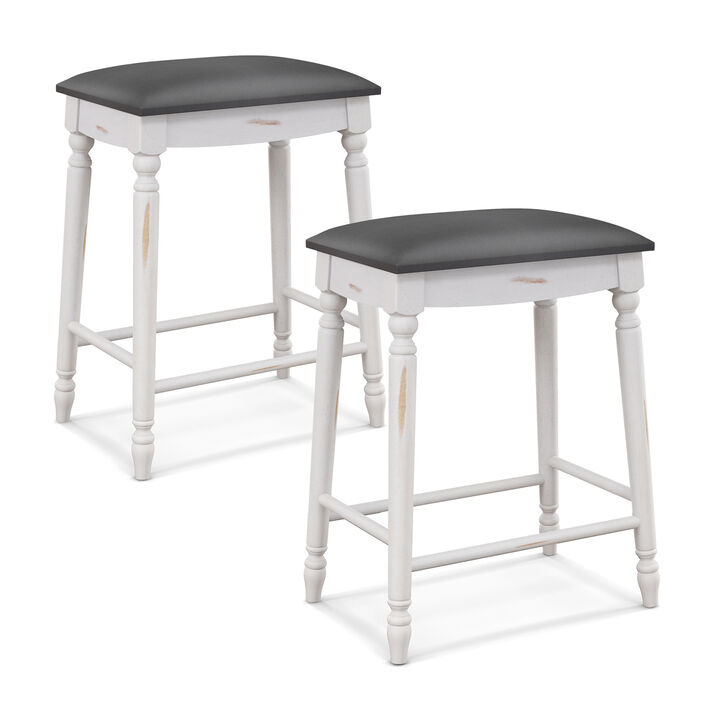 Bar Stool Set of 2 with Padded Seat Cushions and Wood Legs