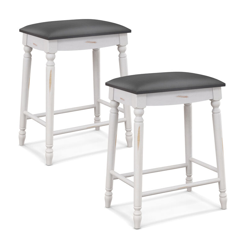 Bar Stool Set of 2 with Padded Seat Cushions and Wood Legs