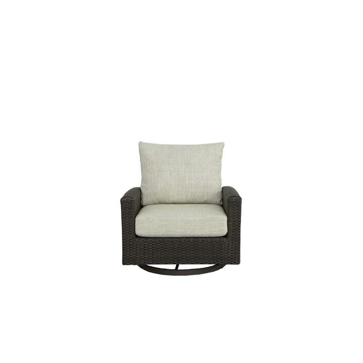 Resin Wicker Outdoor Swivel Chair - 37" - Brown and Gray