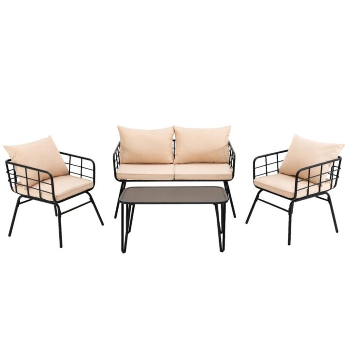 Hivvago 4 Pieces Patio Furniture Set with Seat Back Cushions for Garden