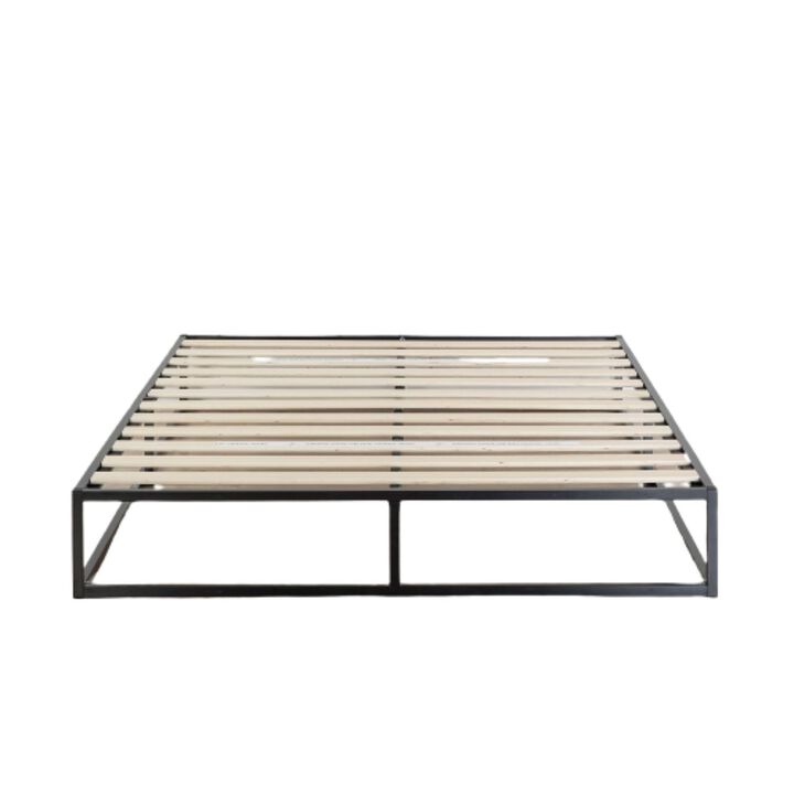 Hivvago Queen size Modern 10-inch Low Profile Metal Platform Bed Frame with Wood Slats