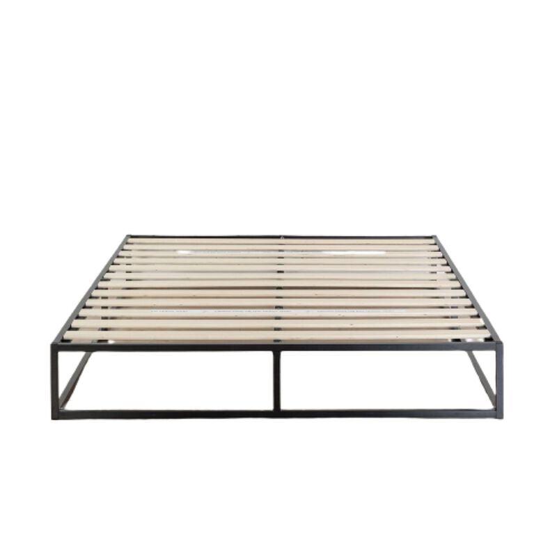 Hivvago Queen size Modern 10-inch Low Profile Metal Platform Bed Frame with Wood Slats