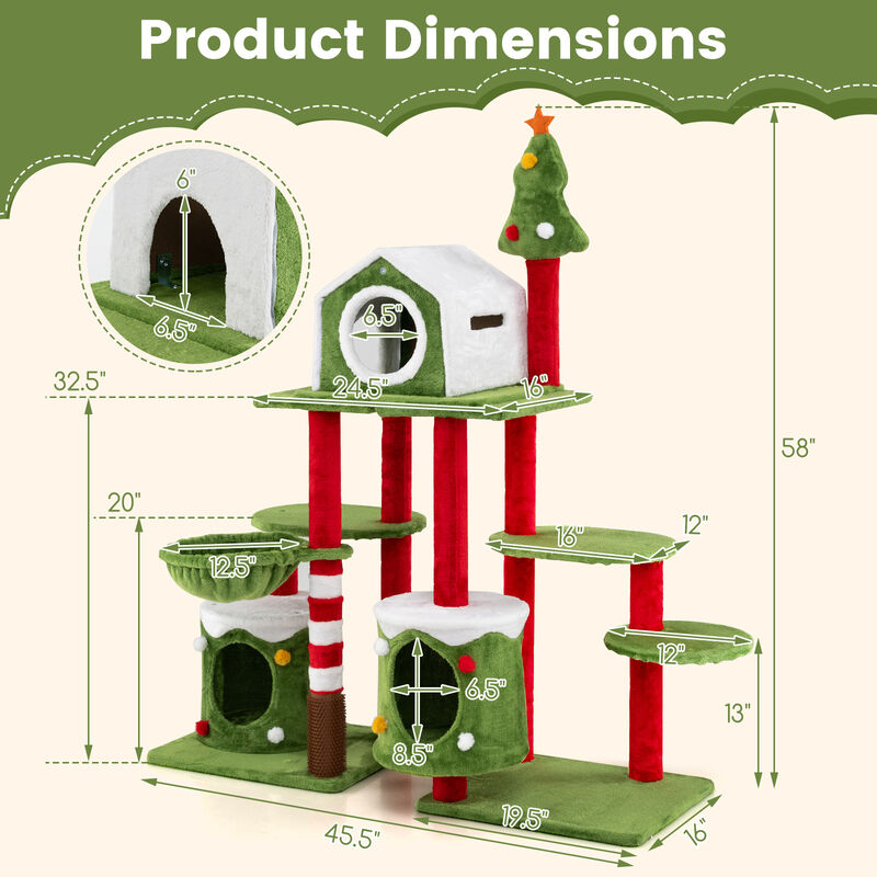 Tall Cat Tree Tower Multi-level Pet Climbing and Jumping Tower Furniture with Condos
