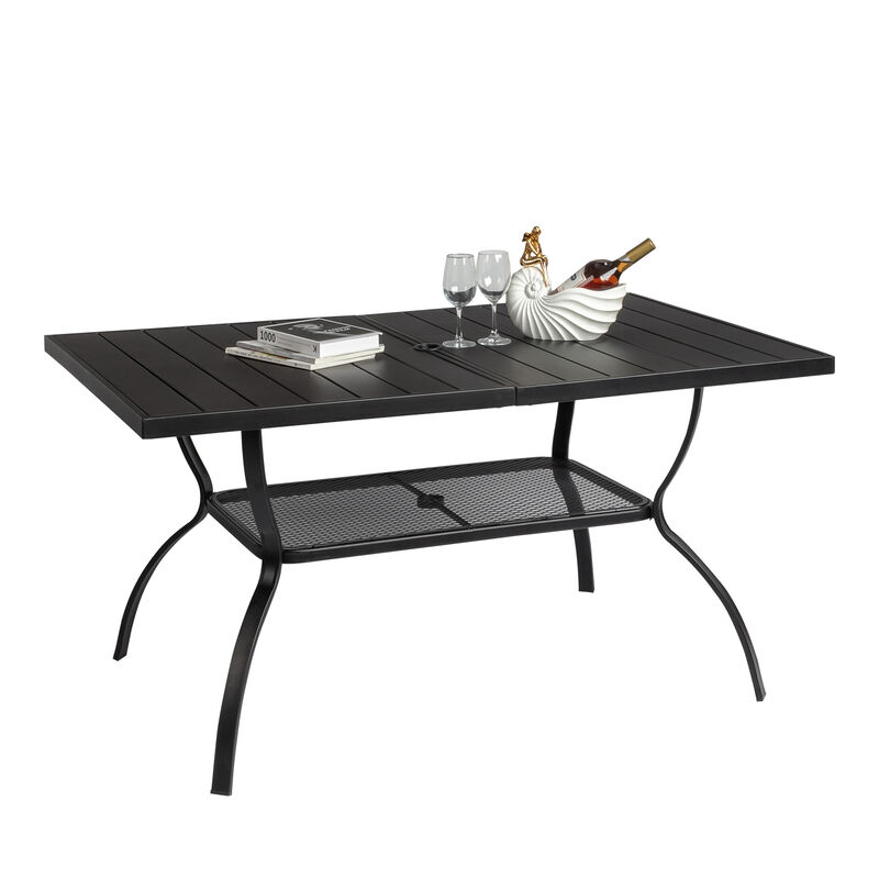 Patio Bar Table with Umbrella Hole Outdoor Counter Height Table for Shade and Entertainment