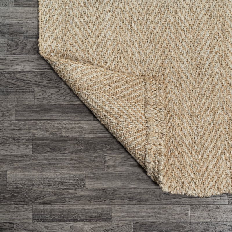 Espina Hand Woven Herringbone Chunky Jute Ivory Rug