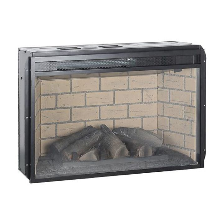 Wood Log Infrared Quartz Heater Fireplace Insert with Brick Interior