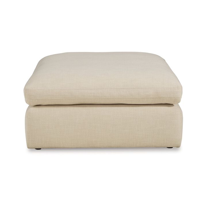 Elize Oversized Accent Ottoman, Beige Polyester, Soft Cushion, 42 Inch - Benzara