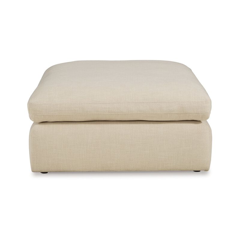 Elize Oversized Accent Ottoman, Beige Polyester, Soft Cushion, 42 Inch - Benzara