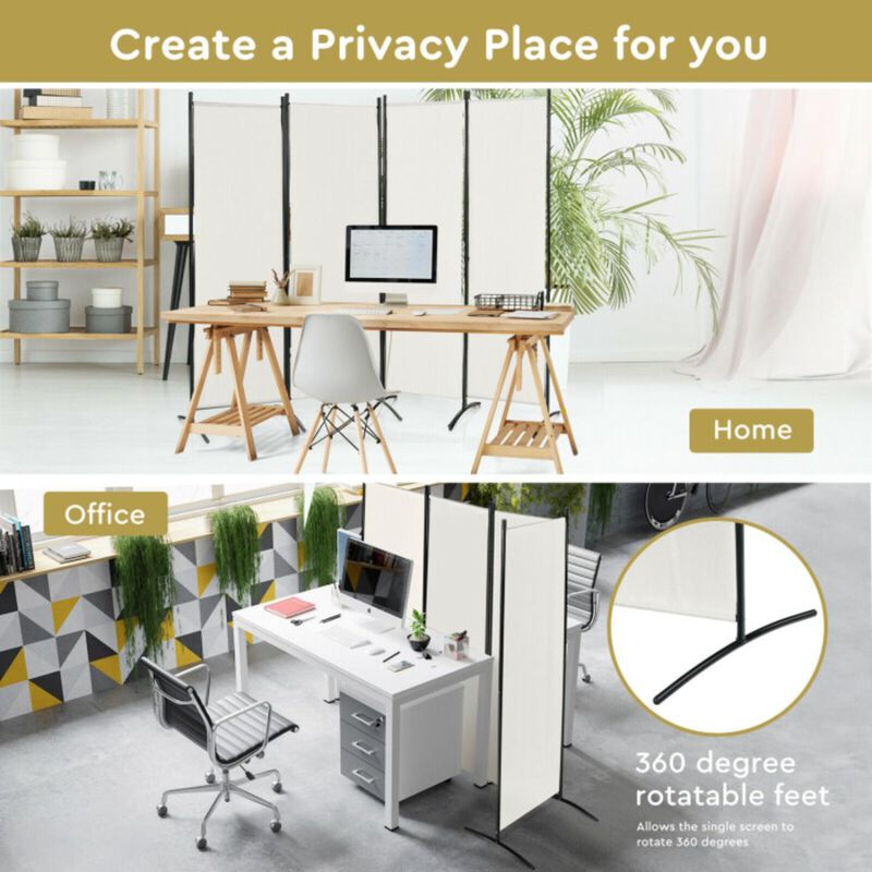 Hivvago 4-Panel  Room Divider with Steel Frame