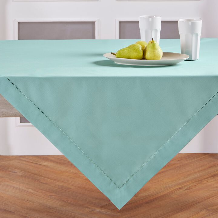 Solino Home Cotton Linen Hemstitch Table Throw 52 x 52 Inch