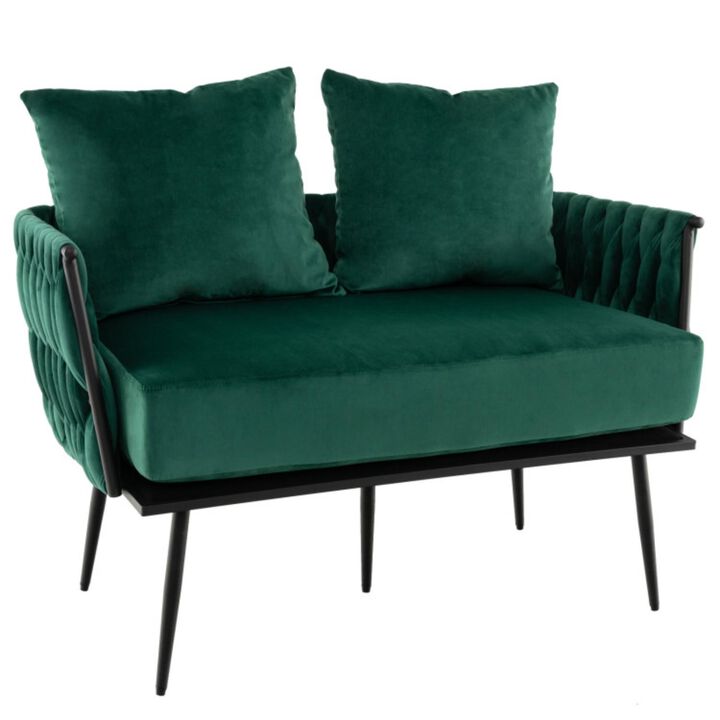 Hivvago Modern Loveseat Sofa Upholstered Dutch Velvet Sofa Couch