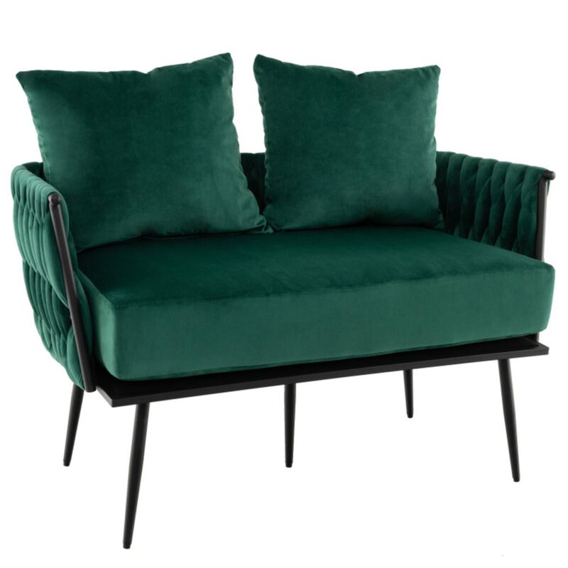 Hivvago Modern Loveseat Sofa Upholstered Dutch Velvet Sofa Couch