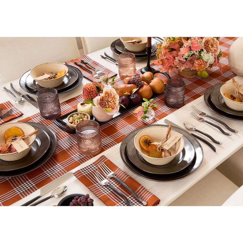Solino Home 100% Pure Linen Table Runner | Glen Check Harvest Plaid