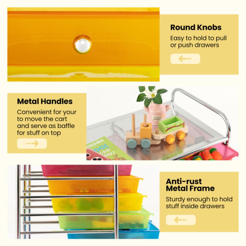 Hivvago 12-Drawer Rolling Storage Cart with Removable Drawers and Lockable Wheels