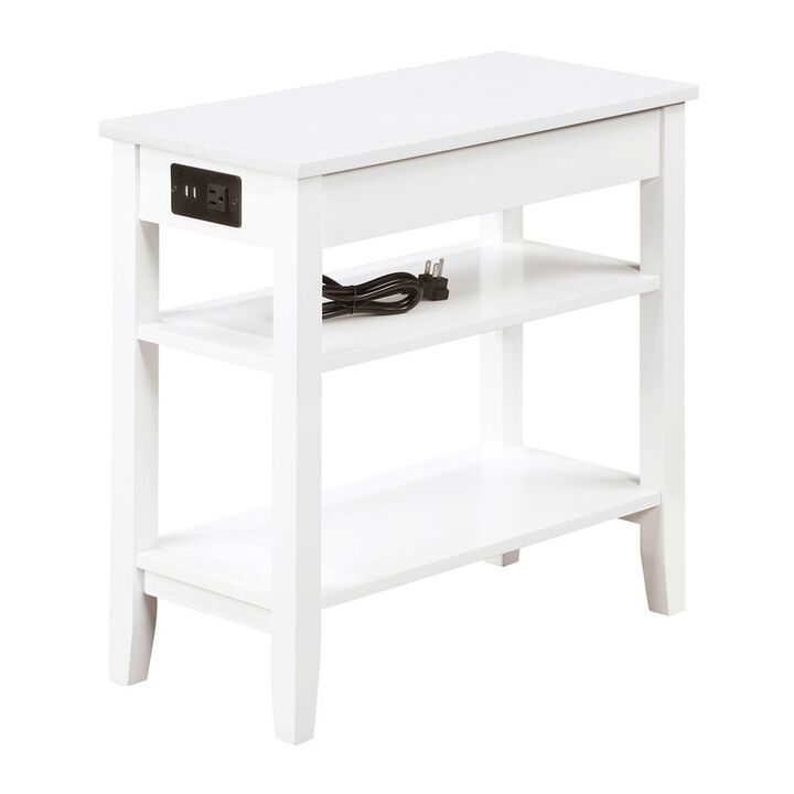Convenience Concepts American Heritage 1 Drawer Chairside End Table with Charging Station and Shelves