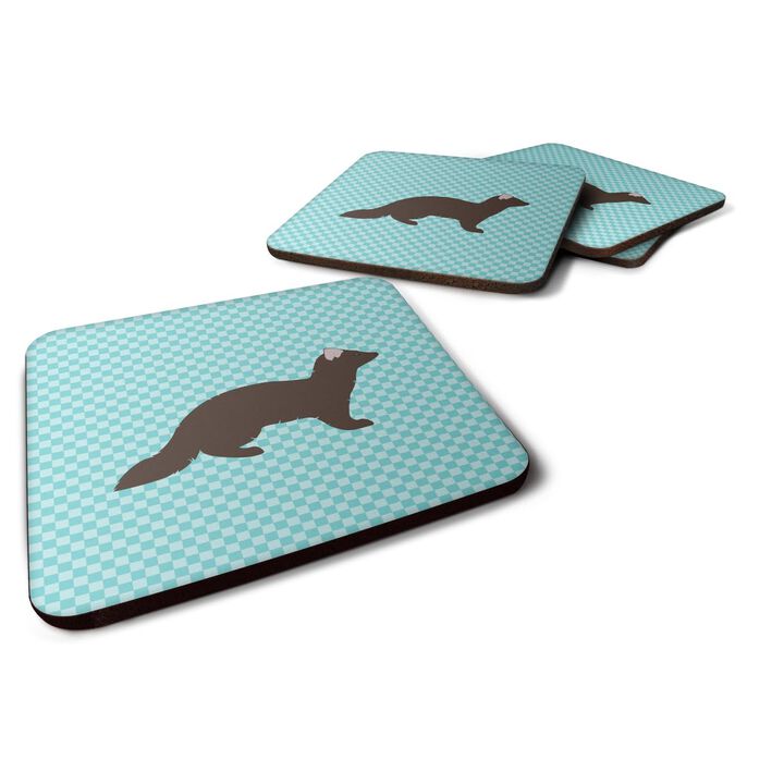 Caroline's Treasures Sable Marten Blue Check Decorative coasters, 3.5, Multicolor