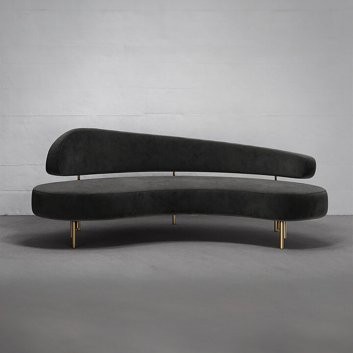 SITIERA_01 Ébano Velvet Upholstered 3-seater Sofa with Aged Bronze Legs by ANDEAN