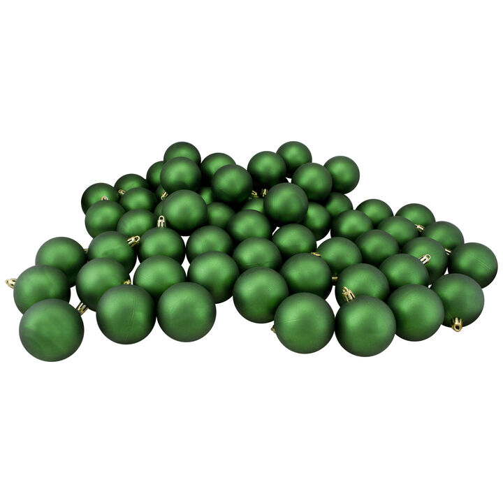 60ct Xmas Green Shatterproof Matte Christmas Ball Ornaments 2.5" (60mm)