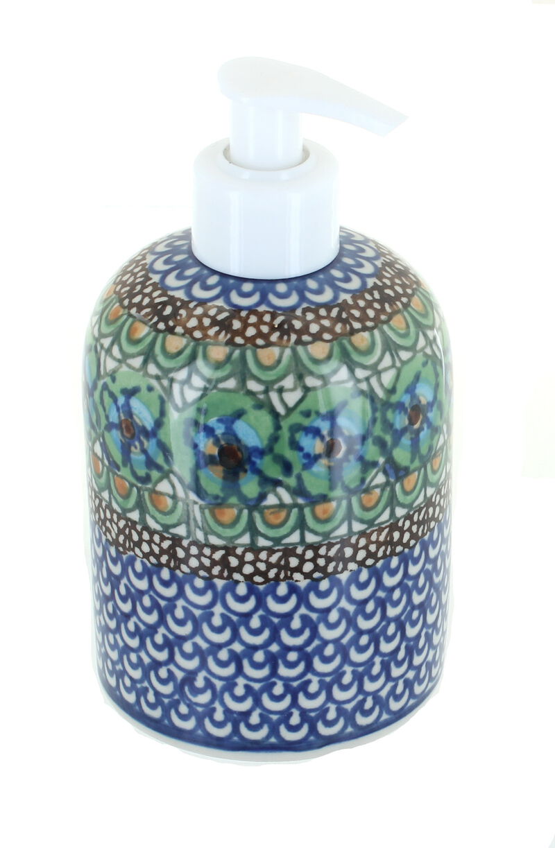 Blue Rose Polish Pottery Spring Tulip Soap Dispenser
