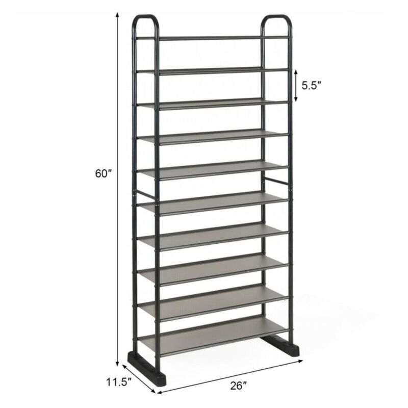 Hivvago 10-Tier Free-Standing Metal Frame Shoe Rack
