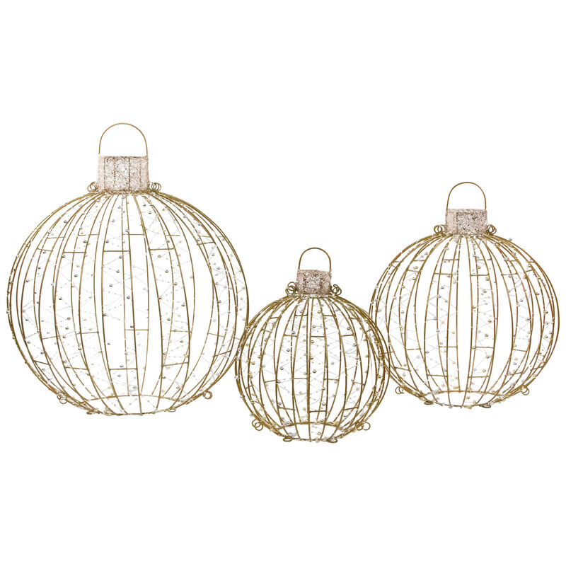 Set of 3 LED Lighted Ornaments Christmas Yard Decoration