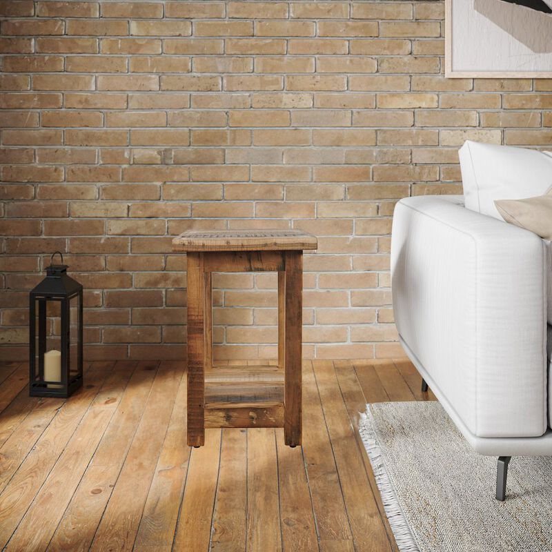 Jofran Reclamation Rustic Reclaimed Solid Wood Chairside End Table with Storage Shelf