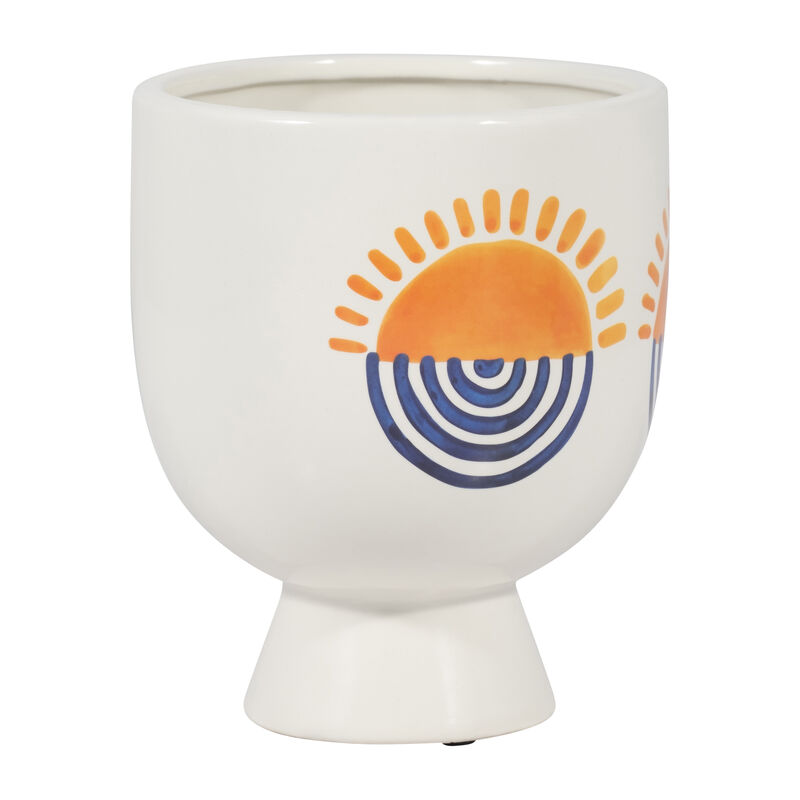 6" White Stone Sunrise Eyes Vase