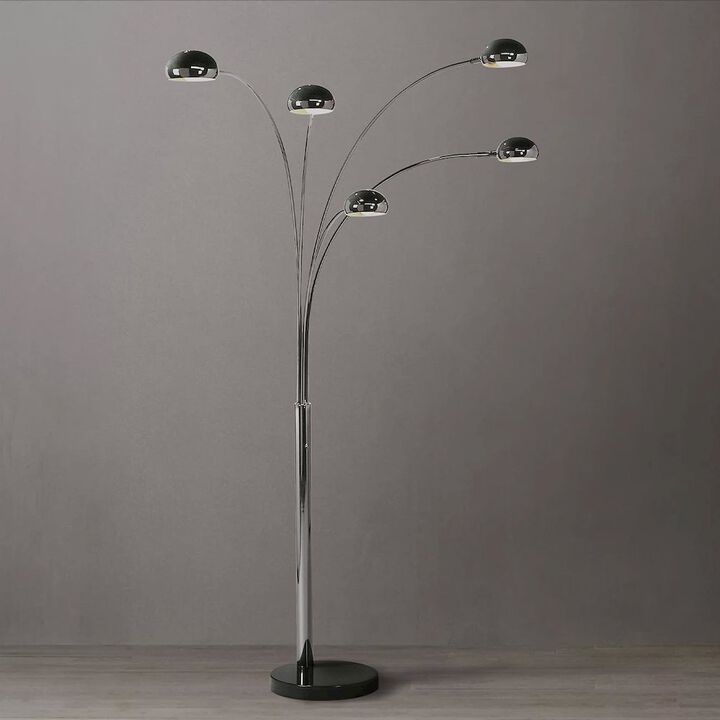 NOVA OF CALIFORNIA Mushroom 5 Light Arc Floor Lamp - Black Nickel, Dimmer switch, Marble base