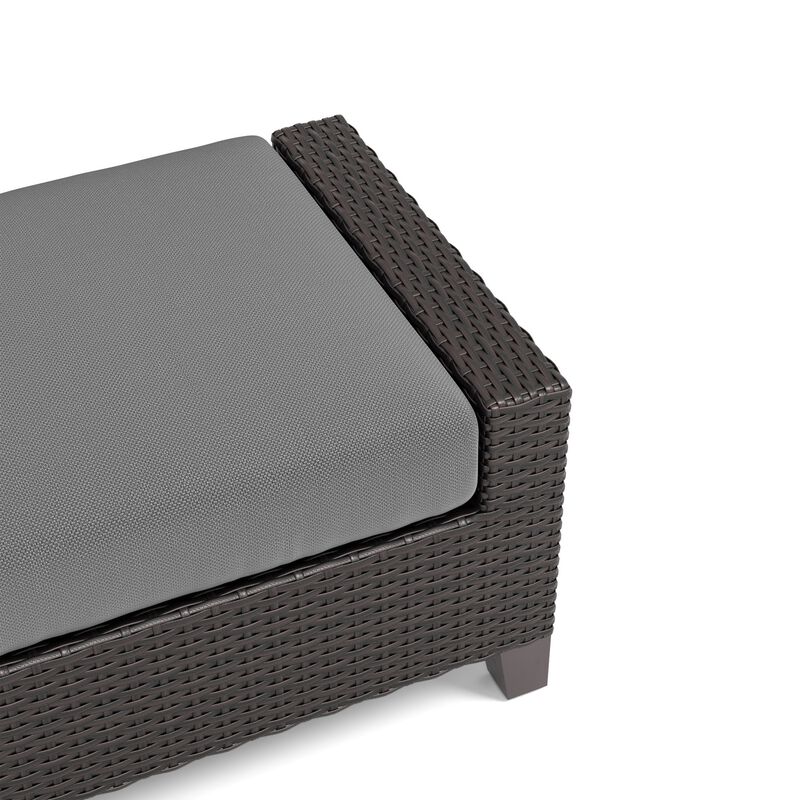Kyl Outdoor Ottoman Set of 2, 29 Inch Gray Cushioned Top w Woven Frame - Benzara