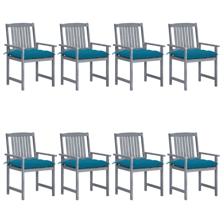 vidaXL Garden Chairs with Cushions 8 pcs Solid Acacia Wood Gray
