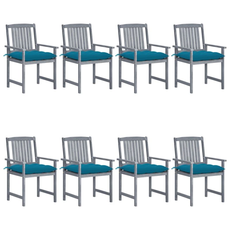 vidaXL Garden Chairs with Cushions 8 pcs Solid Acacia Wood Gray