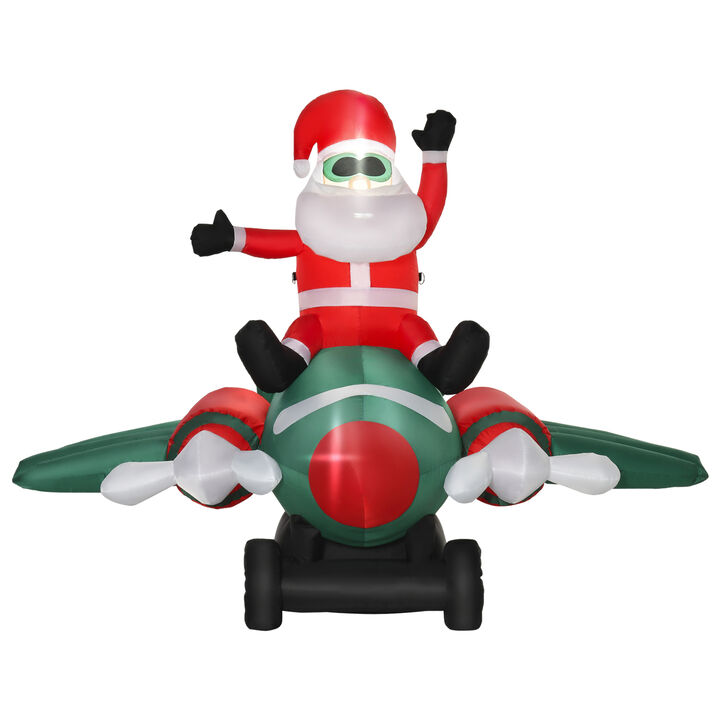 7.3ft Long Christmas Inflatable Santa Claus Flying Airplane Outdoor Decoration