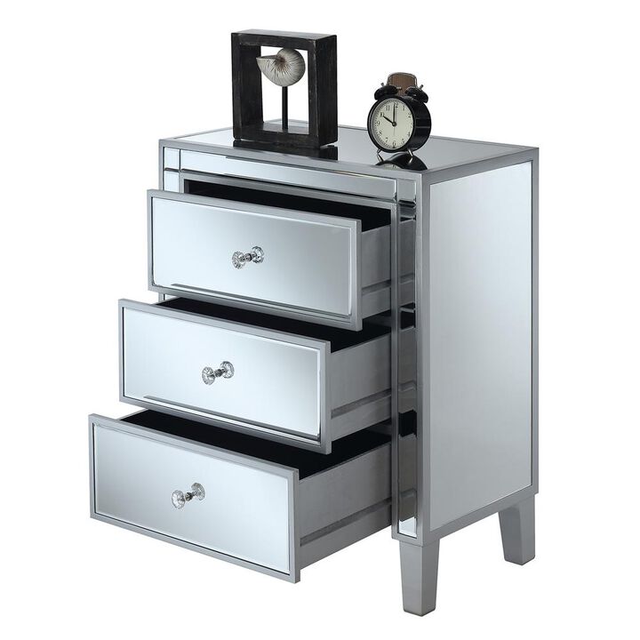 Convience Concept, Inc. Gold Coast Large 3 Drawer Mirrored End Table