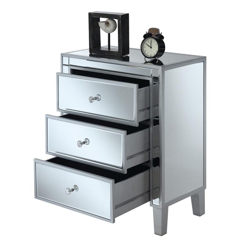Convience Concept, Inc. Gold Coast Large 3 Drawer Mirrored End Table