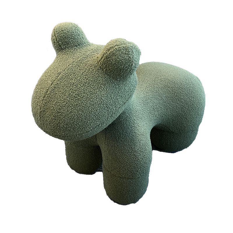 Seira 33 Inch Pony Chair, Stuffed Animal Kids Chair, Green, Solid Wood - Benzara