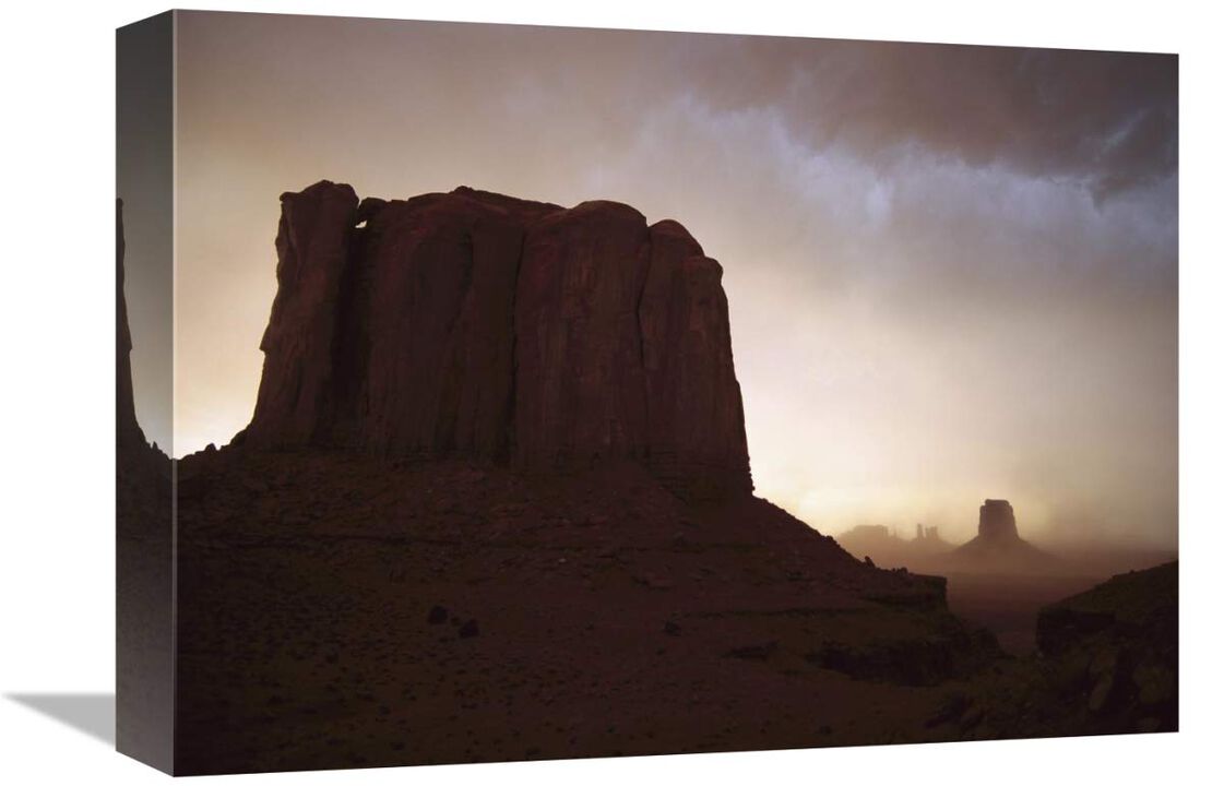 Sandstorm, Elephant Butte at north window, Monument Valley Navajo Tribal Park, Arizona-Canvas Art-16x12