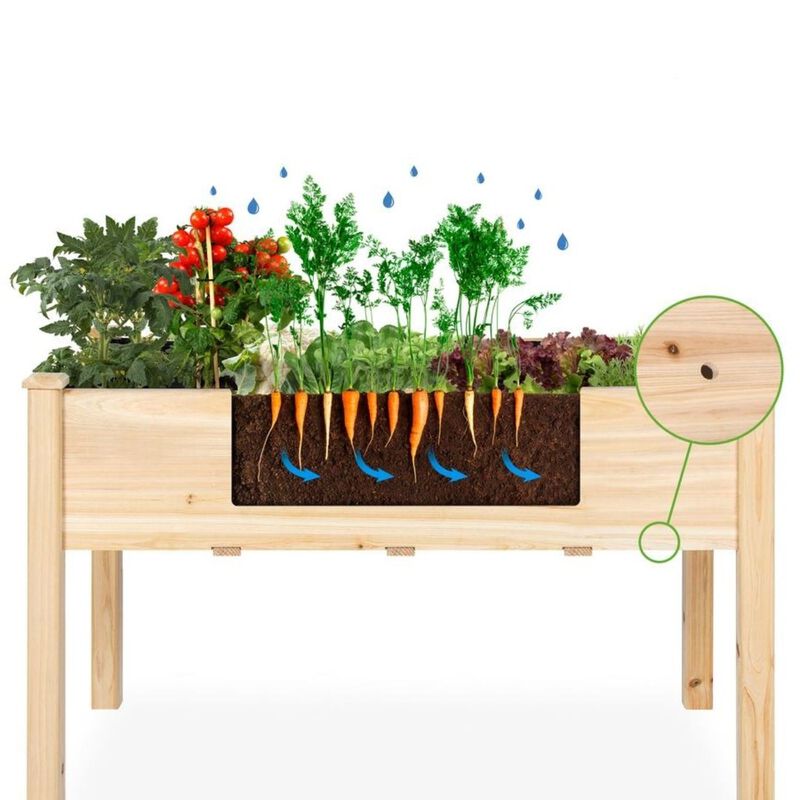 QuikFurn Farmhouse Wood 48x24x30in Raised Garden Bed Elevated Garden Planter Stand