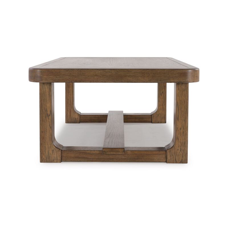Cabal Coffee Table, Light Brown Hardwood Frame, Rectangular 34 Inch - Benzara